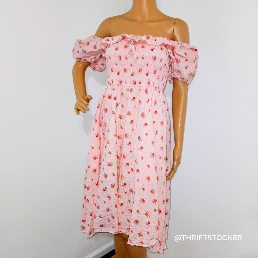 Floral Off-Shoulder Pink Dress